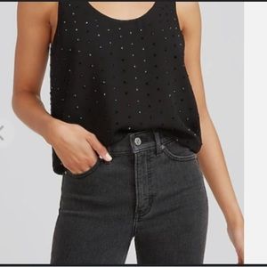 Express Embellished Scoop Neck Tank in Black Size M